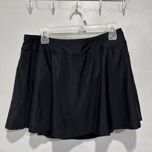 Yonique Womens Black Swim Skirt Size 16W Side Pockets Stretch Pool Beach Cruise